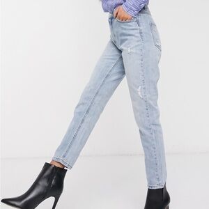 ASOS Vero Moda High Rise Light Blue Straight Leg Jeans with Relaxed Fit Size 28
